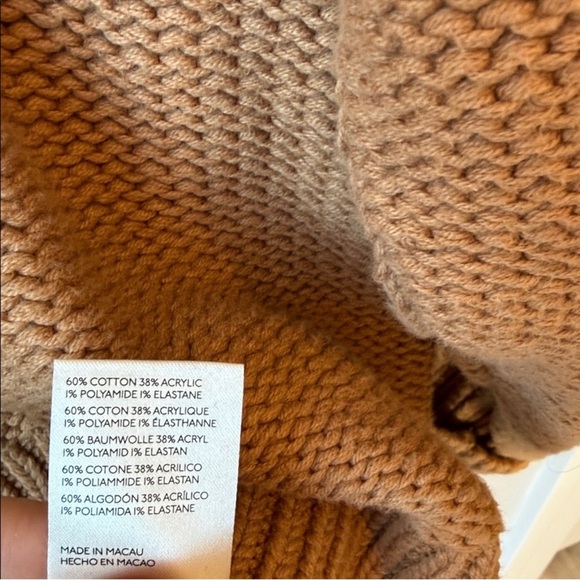 Free People Oversized Slub Alli V Neck Sweater Camel Medium Slouchy - Picture 7 of 9